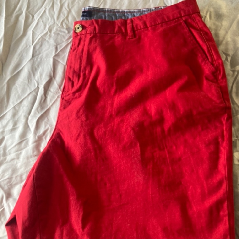 Vibrant Red Elastic Waist Trousers